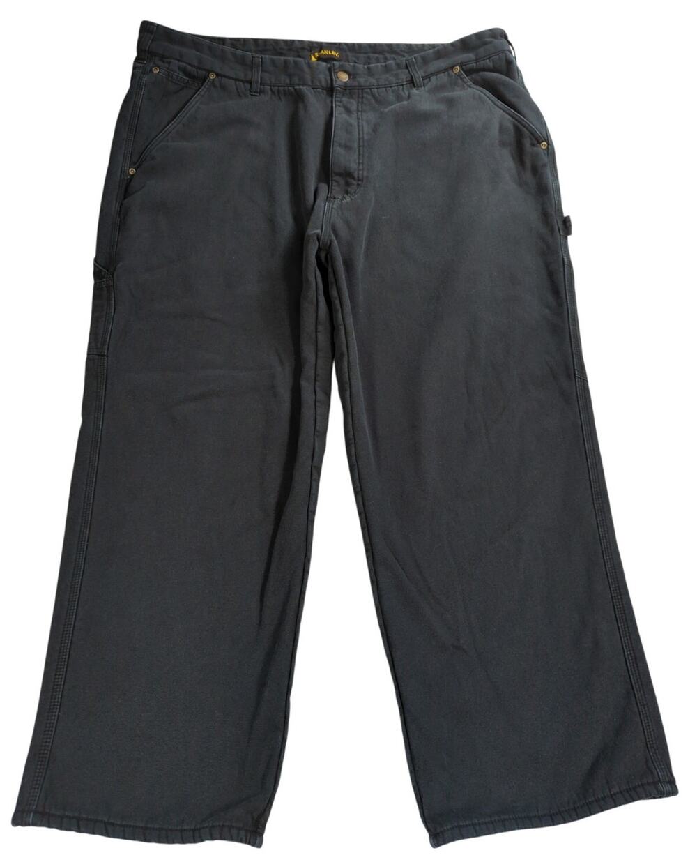 Stanley Work Pants Mens 42x30 Gray Cotton Carpenter Utility Lined Heavy Duty